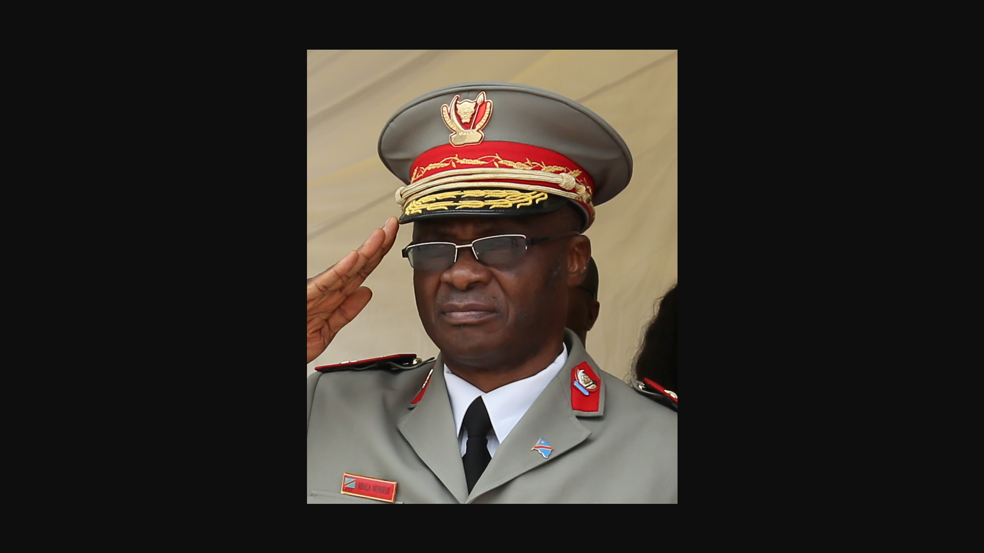 General Célestin Mbala Munsense at UN Peacekeepers Day parade in Kinshasa